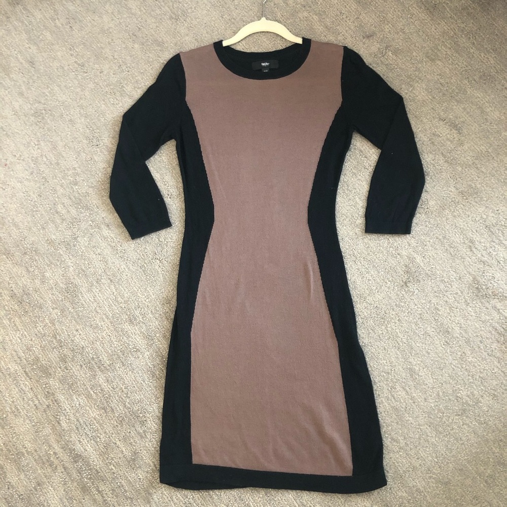 Hourglass Black and Tan Fitted Dress by Mossimo XS